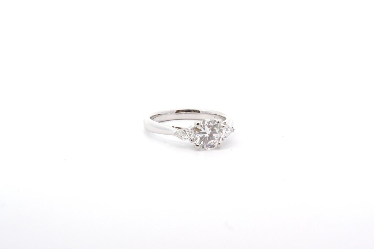 Bague diamant 1,11cts G/10X en platine-photo-3