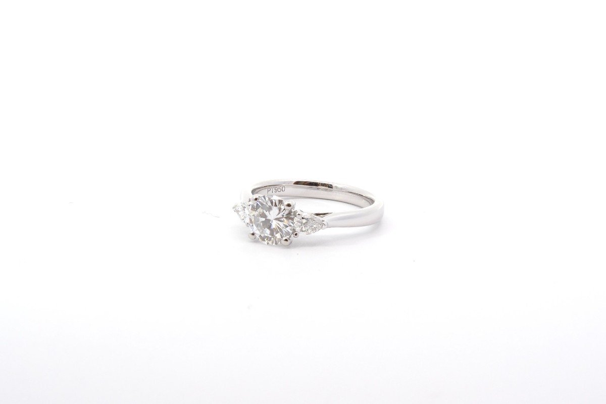 Bague diamant 1,11cts G/10X en platine-photo-4