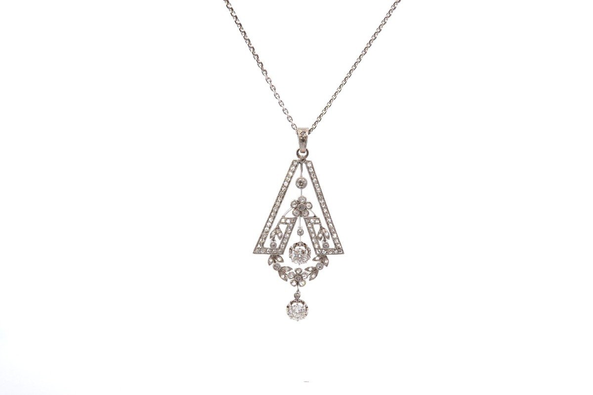 Art Deco Diamond Pendant Necklace-photo-2