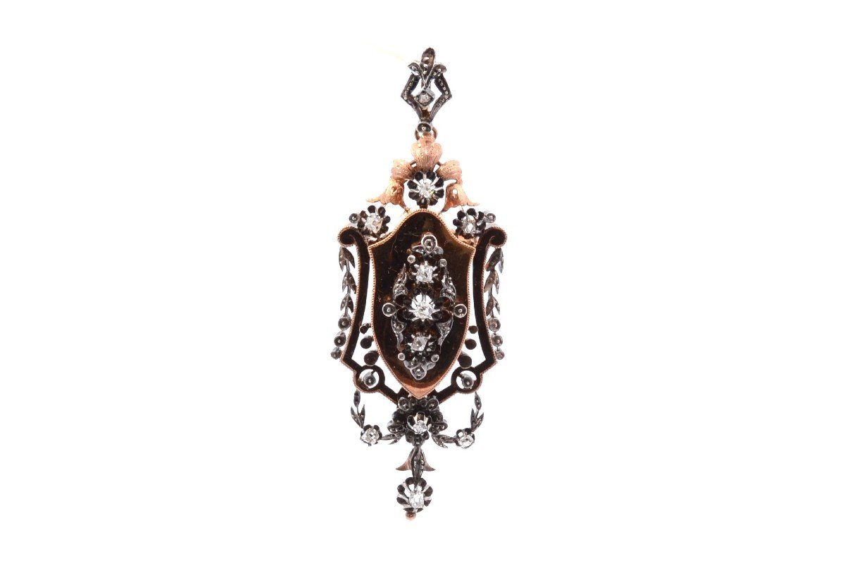 19th Century Diamond Pendant Brooch In 18k Gold