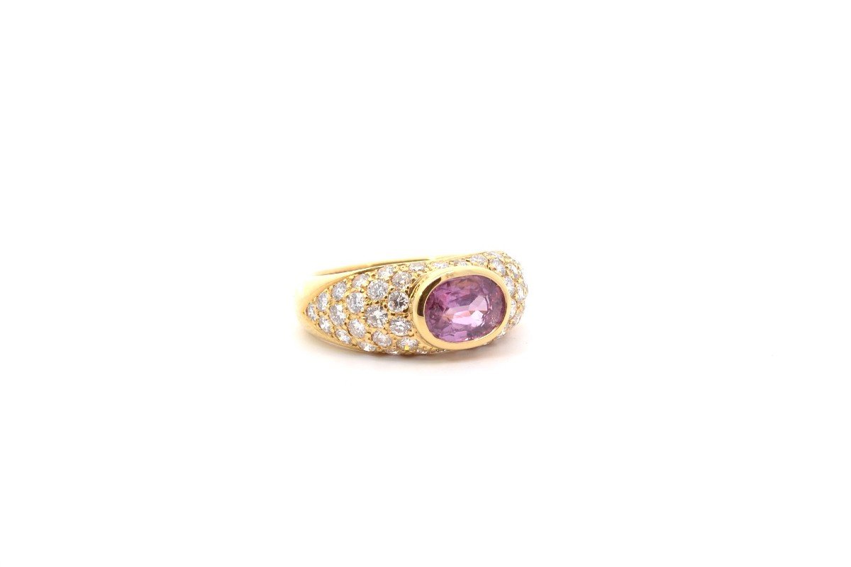 Vintage Pink Sapphire And Diamond Ring-photo-3