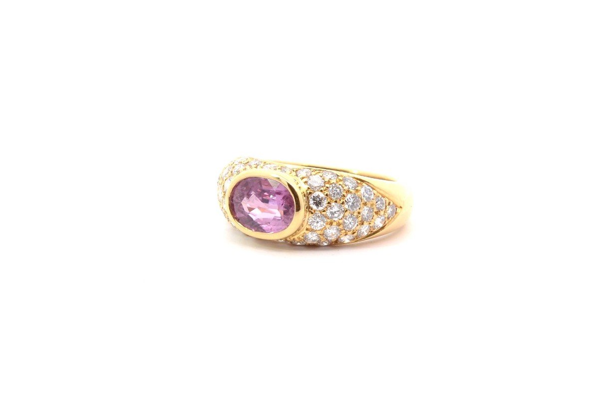 Vintage Pink Sapphire And Diamond Ring