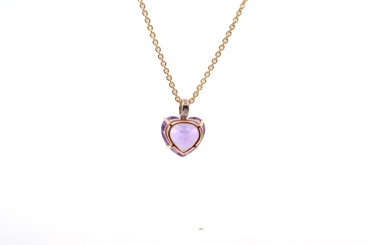 Koenig Amethyst And Diamond Necklace In 18k Gold-photo-3