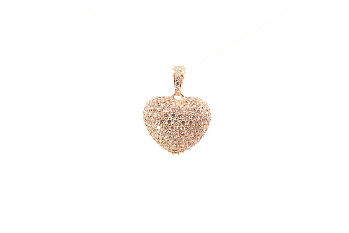 18k Gold Diamond Heart Pendant-photo-2