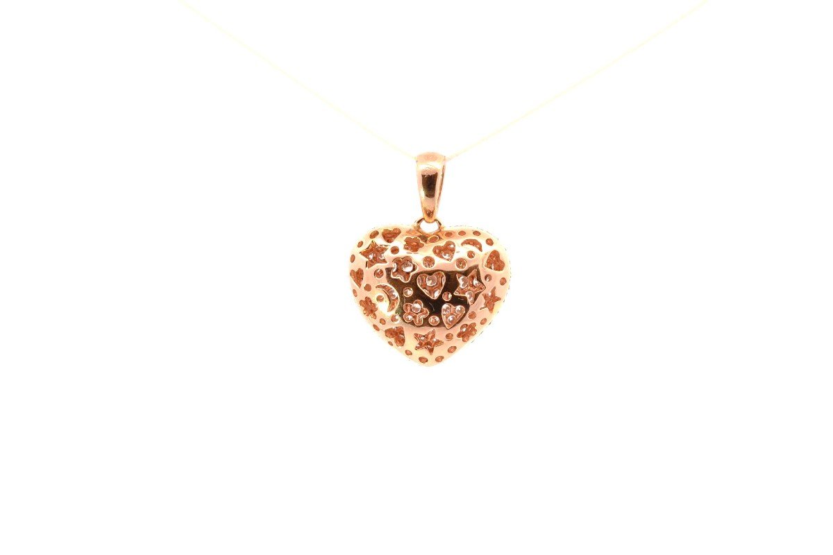 18k Gold Diamond Heart Pendant-photo-3