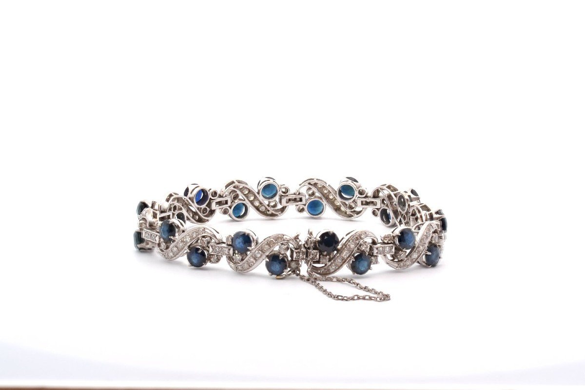 Vintage Sapphire And Diamond Bracelet-photo-3