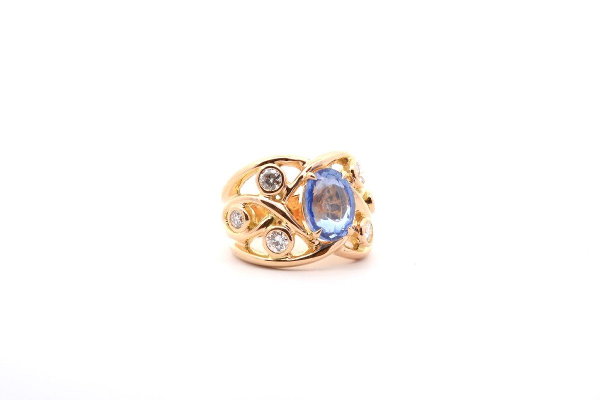 4.47ct Ceylon Sapphire And Diamond Ring In Gold-photo-3