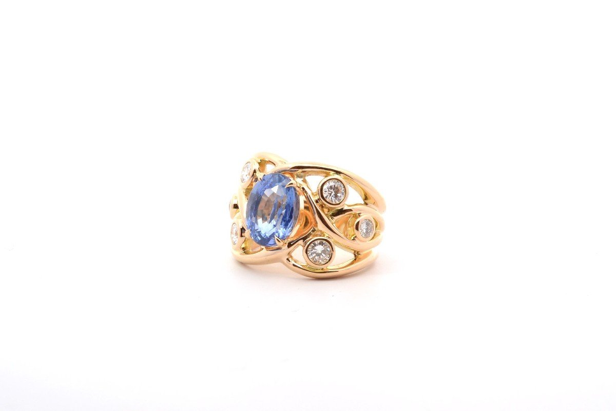 4.47ct Ceylon Sapphire And Diamond Ring In Gold-photo-4