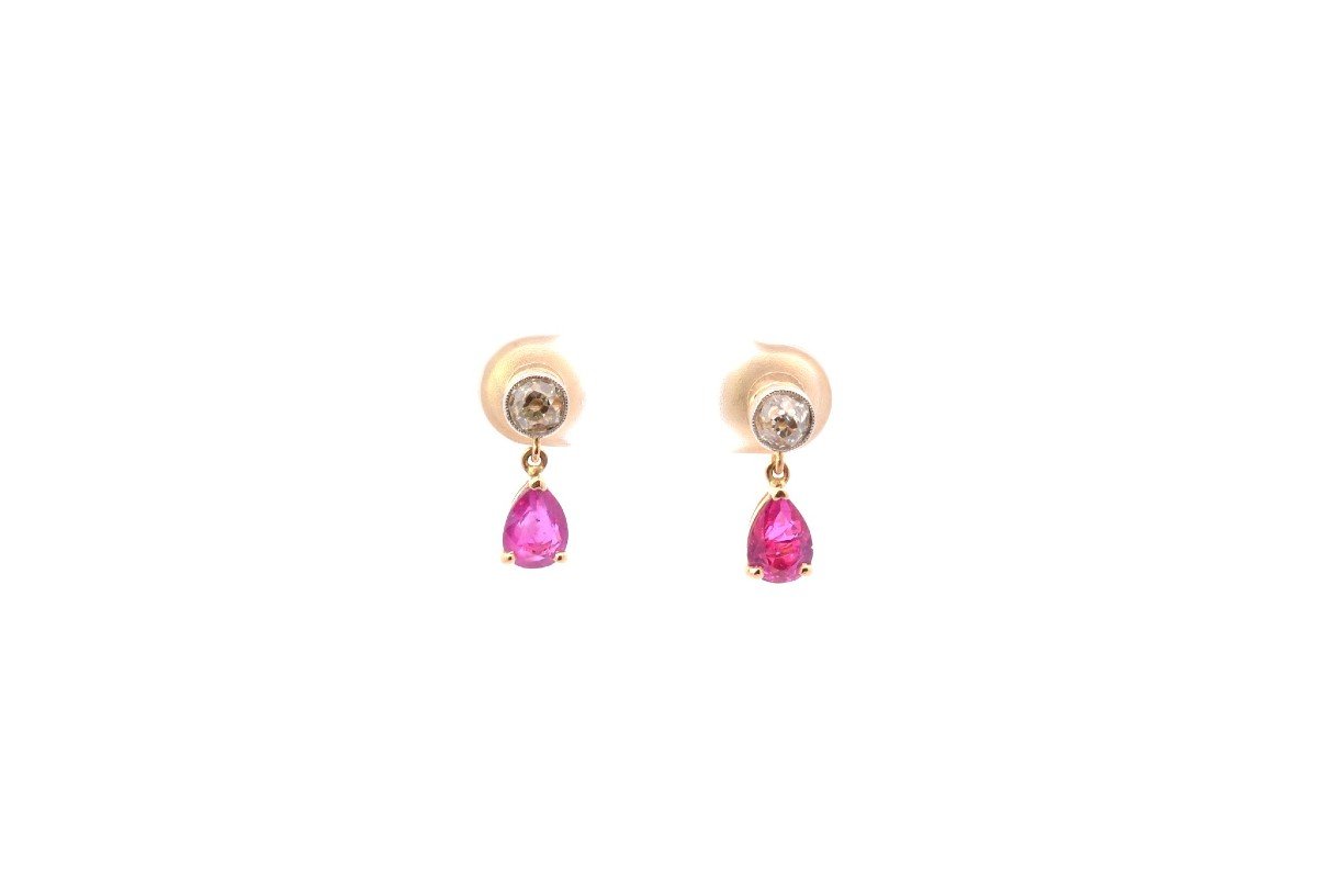 Boucles D’oreilles Rubis Et Diamants-photo-2