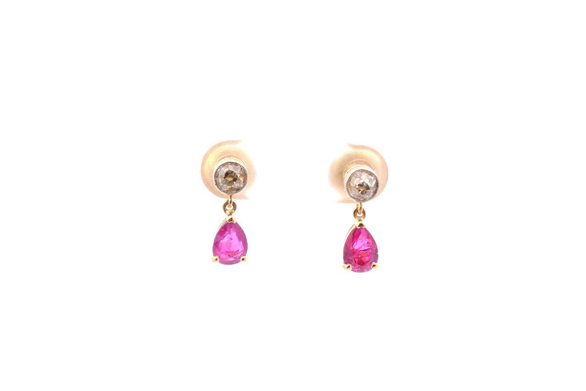 Boucles D’oreilles Rubis Et Diamants