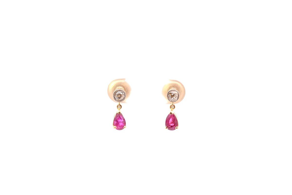 Ruby And Diamond Gold Earrings-photo-2