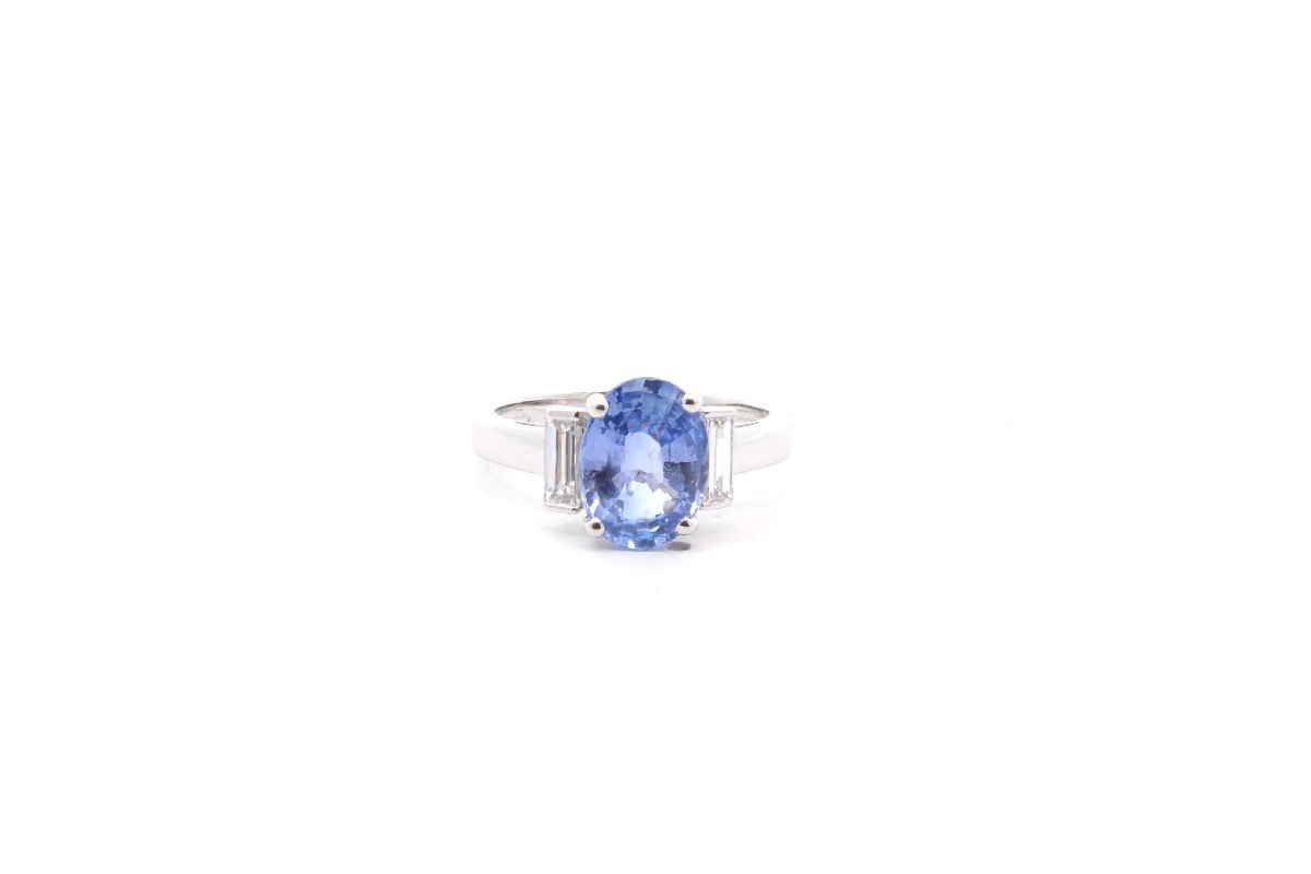 Ceylon Sapphire And Diamond Ring 3.09cts-photo-2