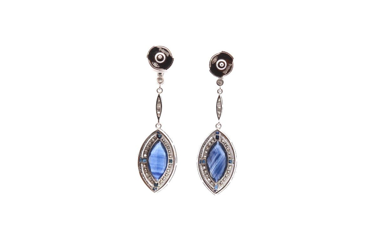 Art Deco Sapphire And Diamond Earrings-photo-3