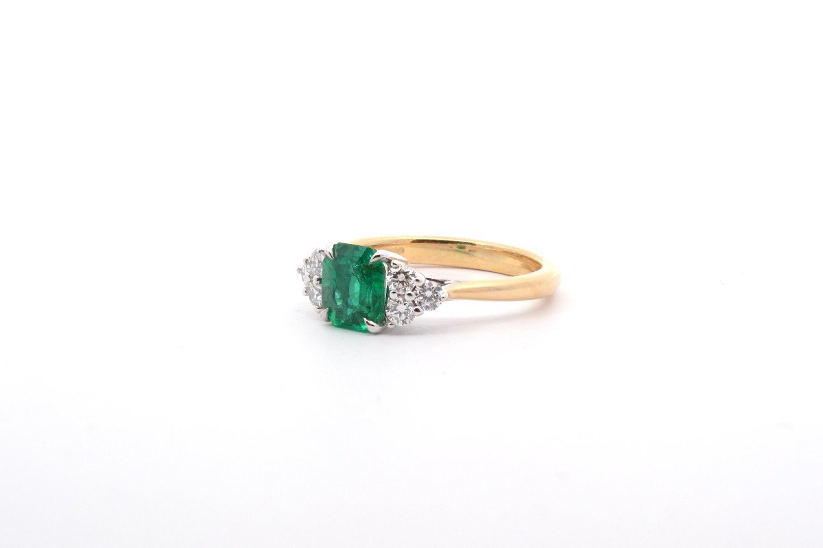 1.24ct Emerald And Diamond Ring In 18k Gold-photo-4