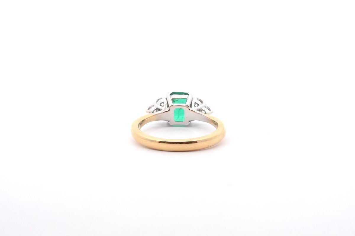 1.24ct Emerald And Diamond Ring In 18k Gold-photo-1