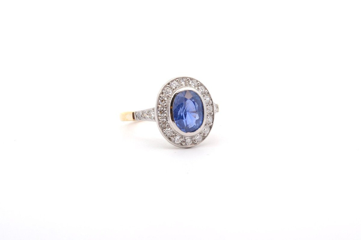 Bague Saphir Ovale 2,02cts Et Diamants-photo-3