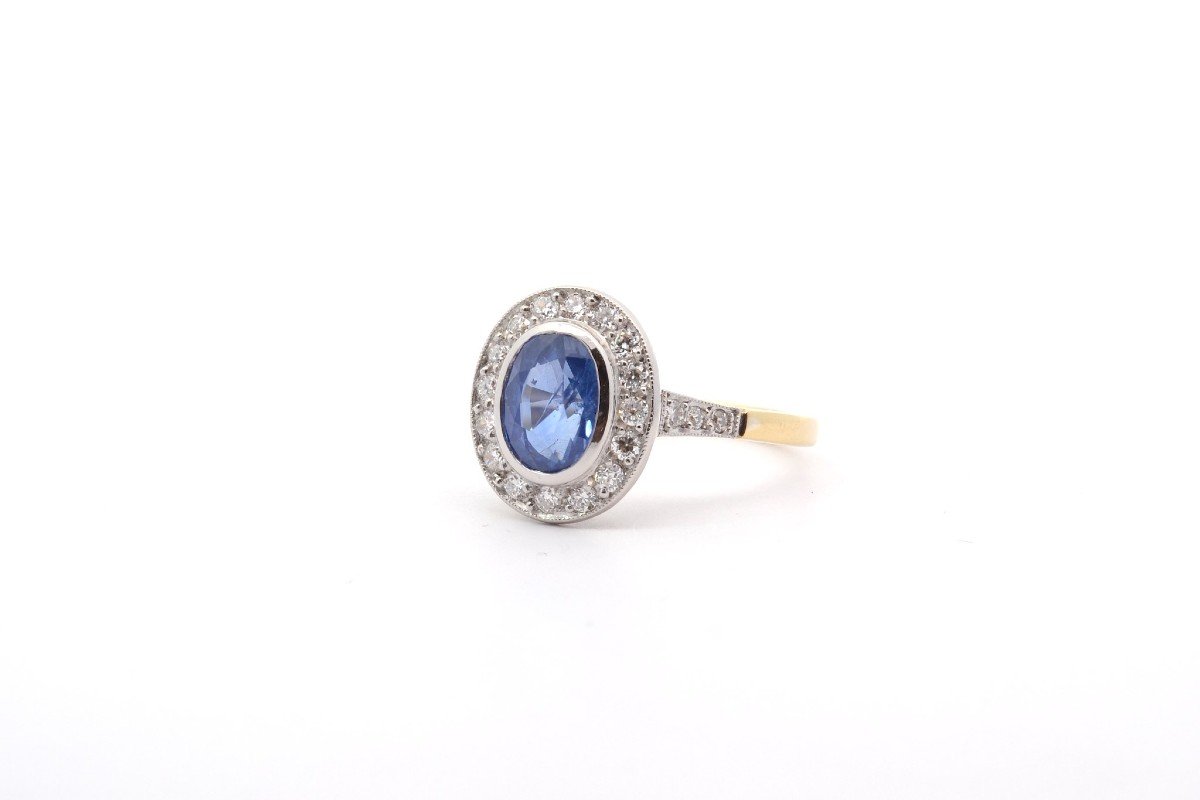 Bague Saphir Ovale 2,02cts Et Diamants-photo-4