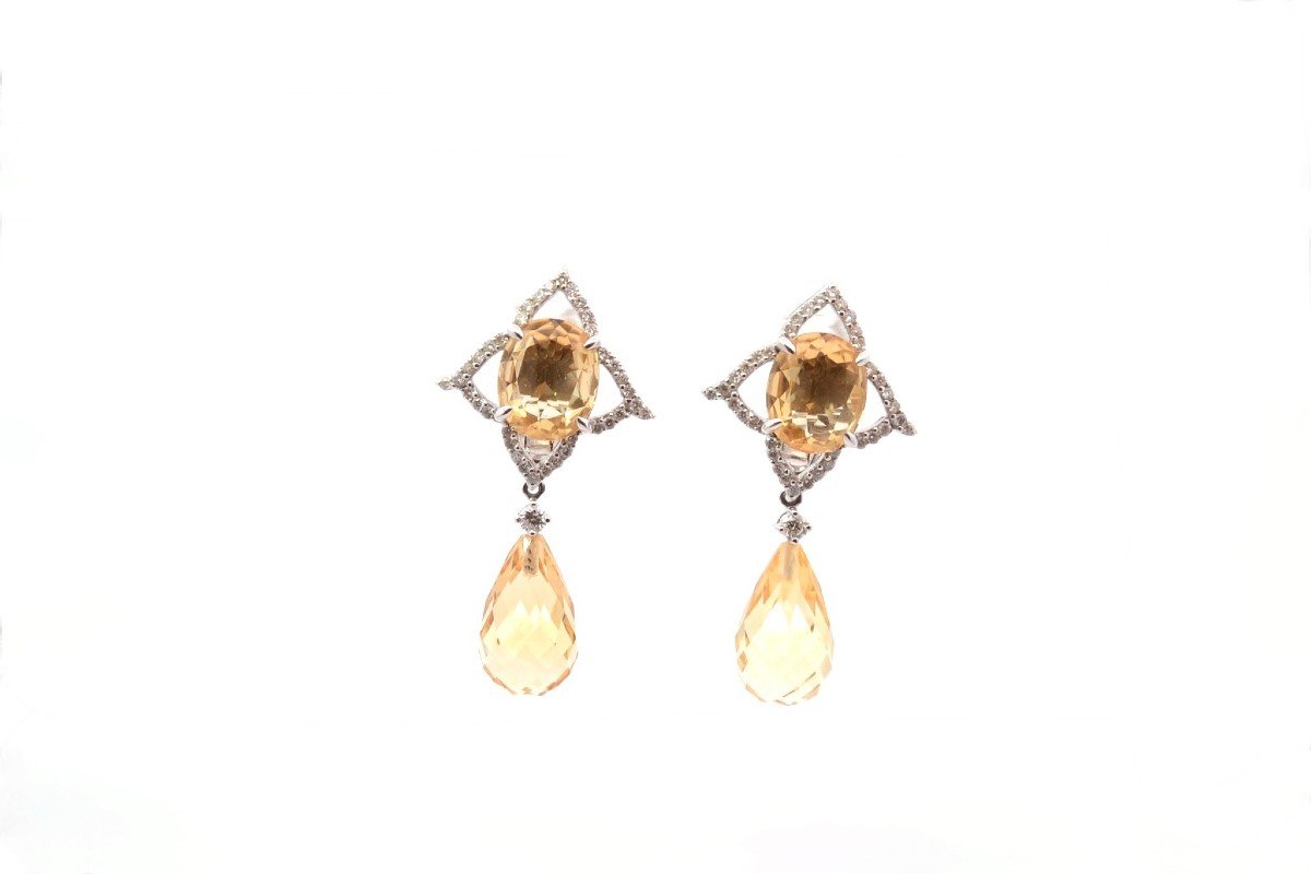 Citrine And Diamond Earrings-photo-2