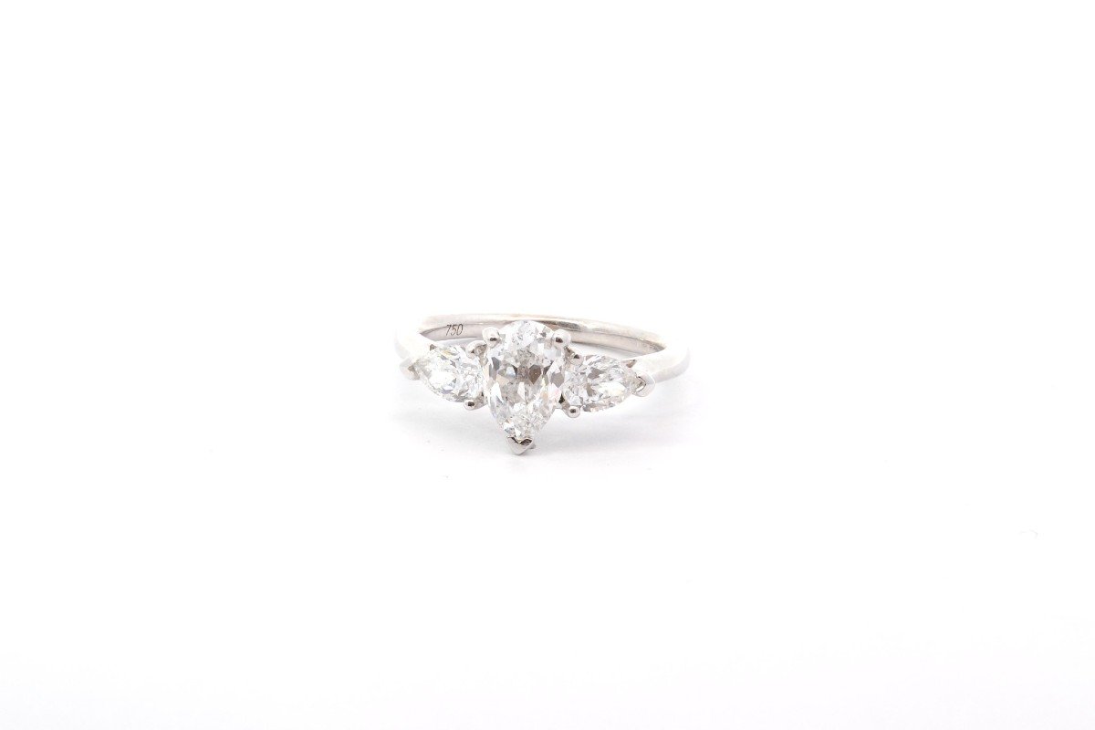 1ct D/si2 Pear Diamond Ring In 18k Gold-photo-2