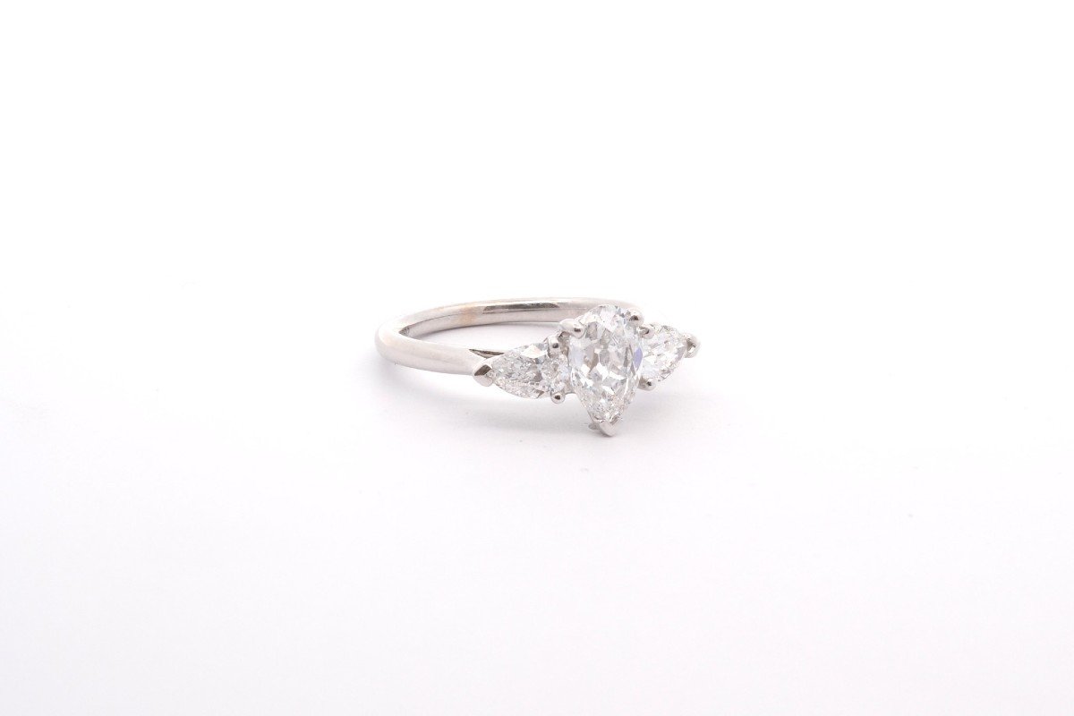 1ct D/si2 Pear Diamond Ring In 18k Gold-photo-3