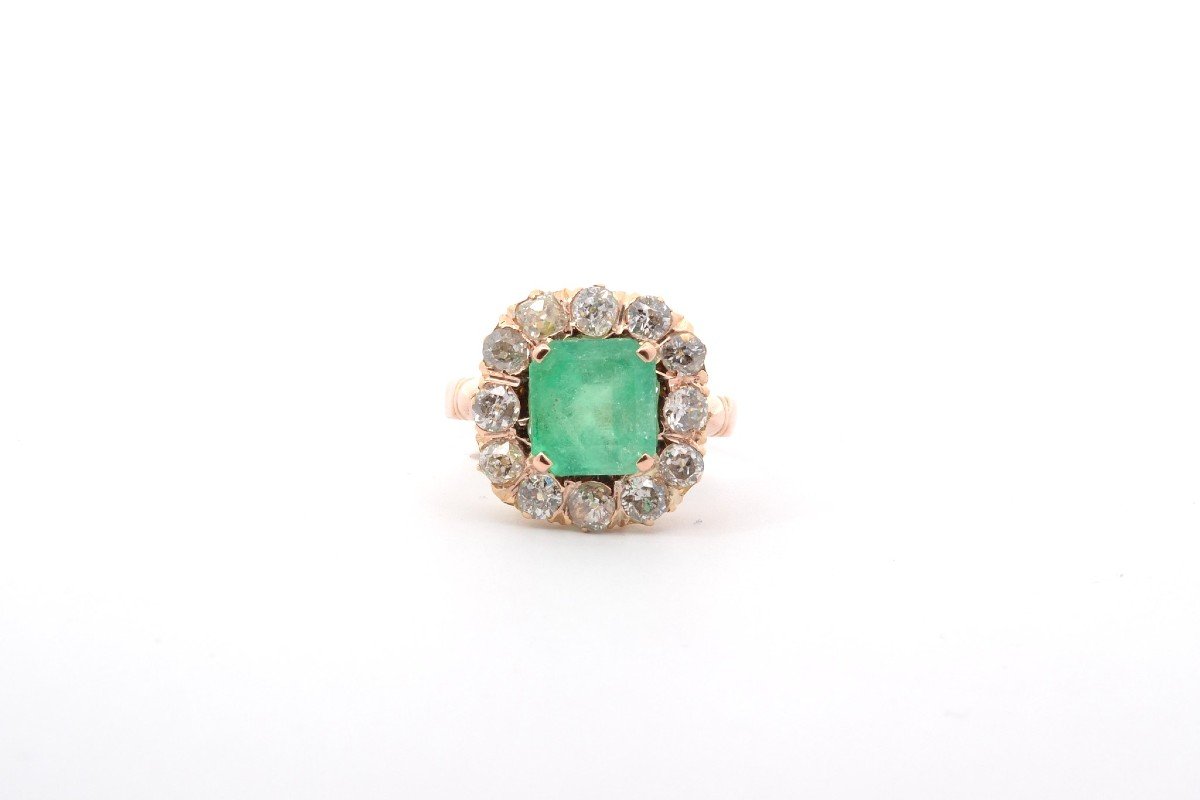 Antique Emerald Ring 2.52cts And Diamonds-photo-2