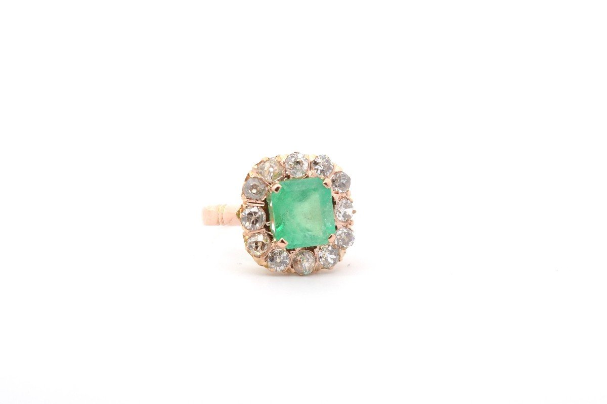 Antique Emerald Ring 2.52cts And Diamonds-photo-3