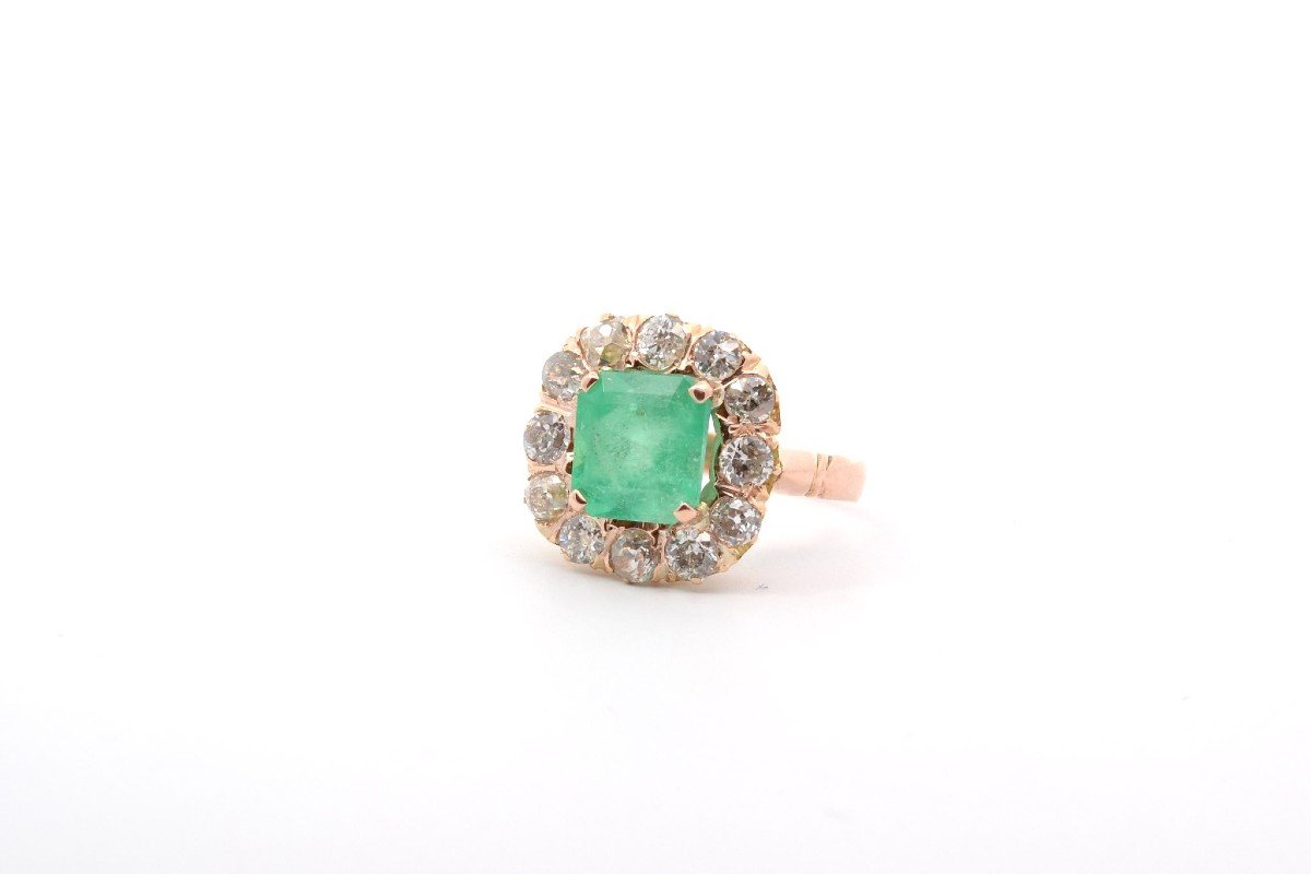 Antique Emerald Ring 2.52cts And Diamonds-photo-4