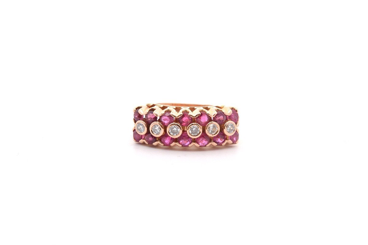 Bague Vintage Rubis Et Diamants En Or 18k-photo-2