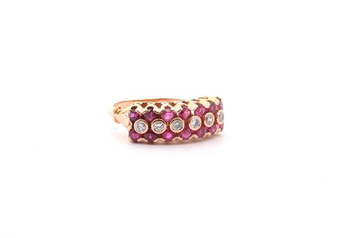 Bague Vintage Rubis Et Diamants En Or 18k-photo-3