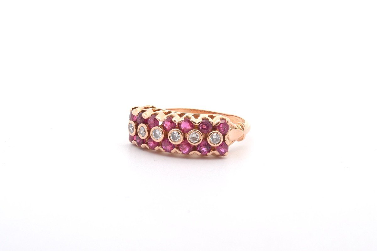 Bague Vintage Rubis Et Diamants En Or 18k-photo-4