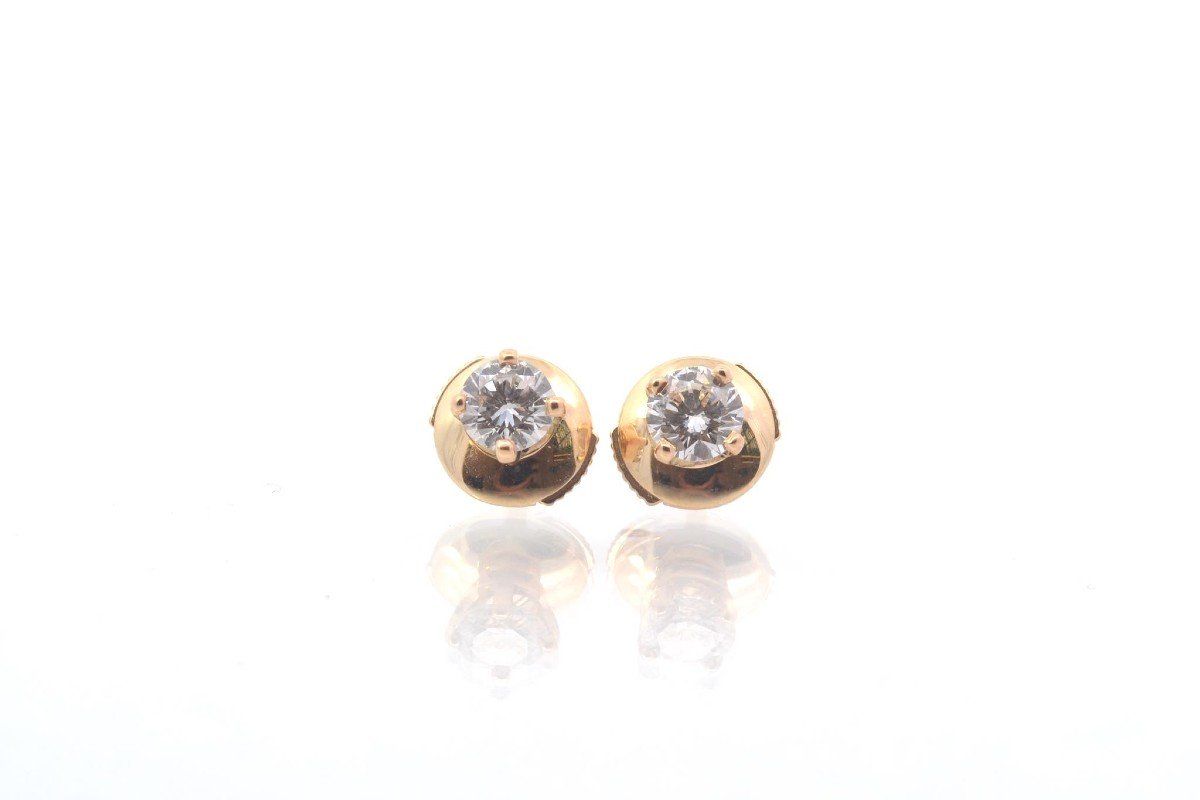 Gold Diamond Stud Earrings-photo-2