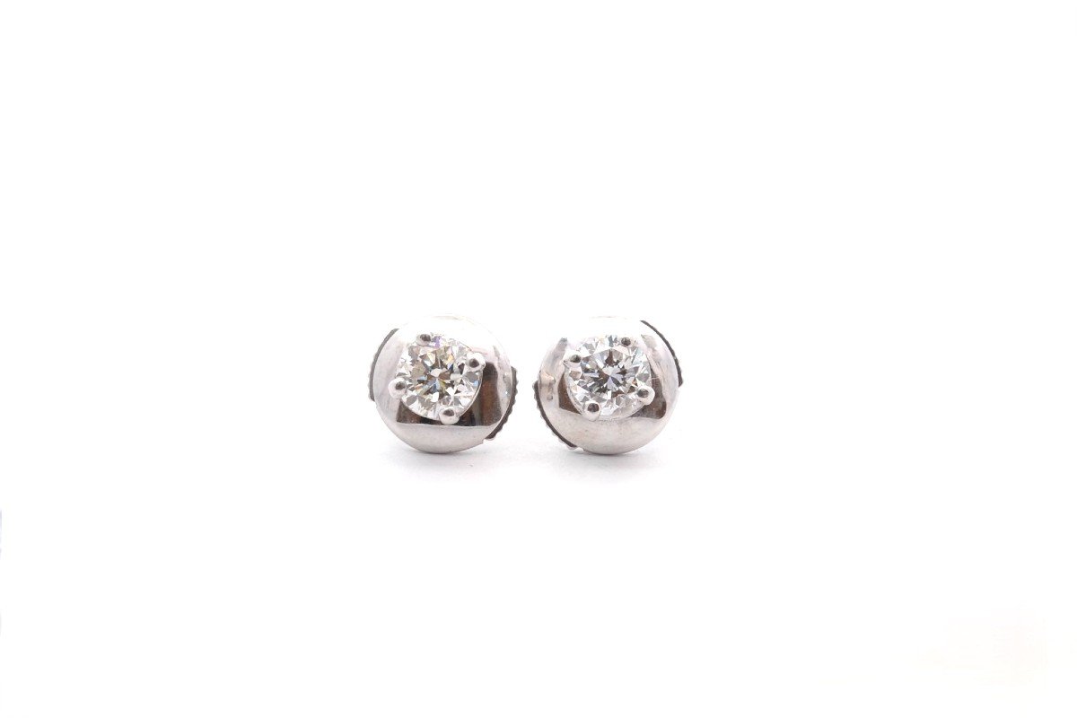 18k White Gold Diamond Stud Earrings-photo-2