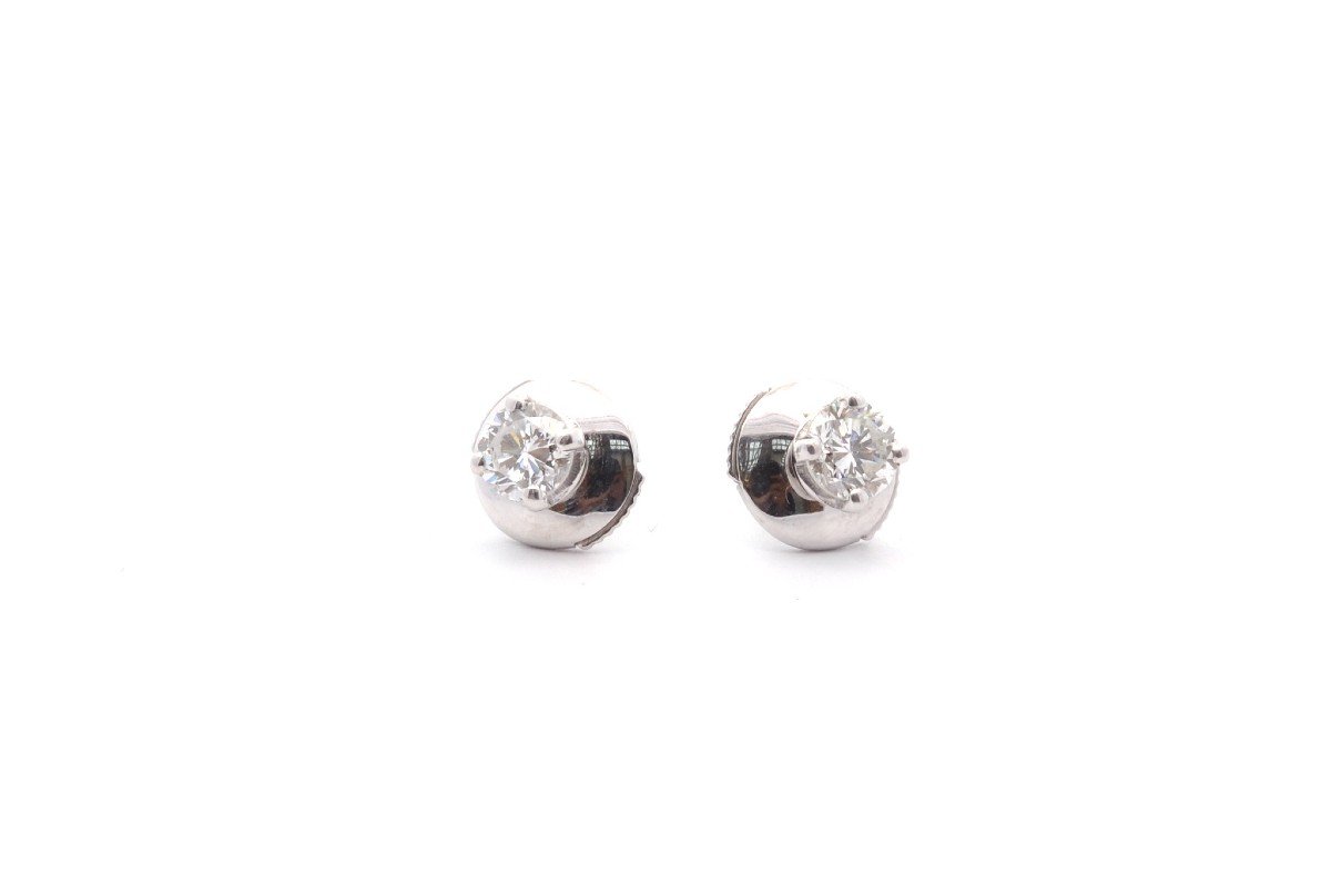 18k White Gold Diamond Stud Earrings-photo-3