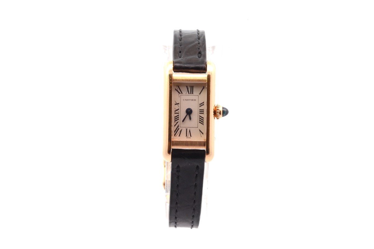 Cartier Mini Tank Watch In 18k Yellow Gold