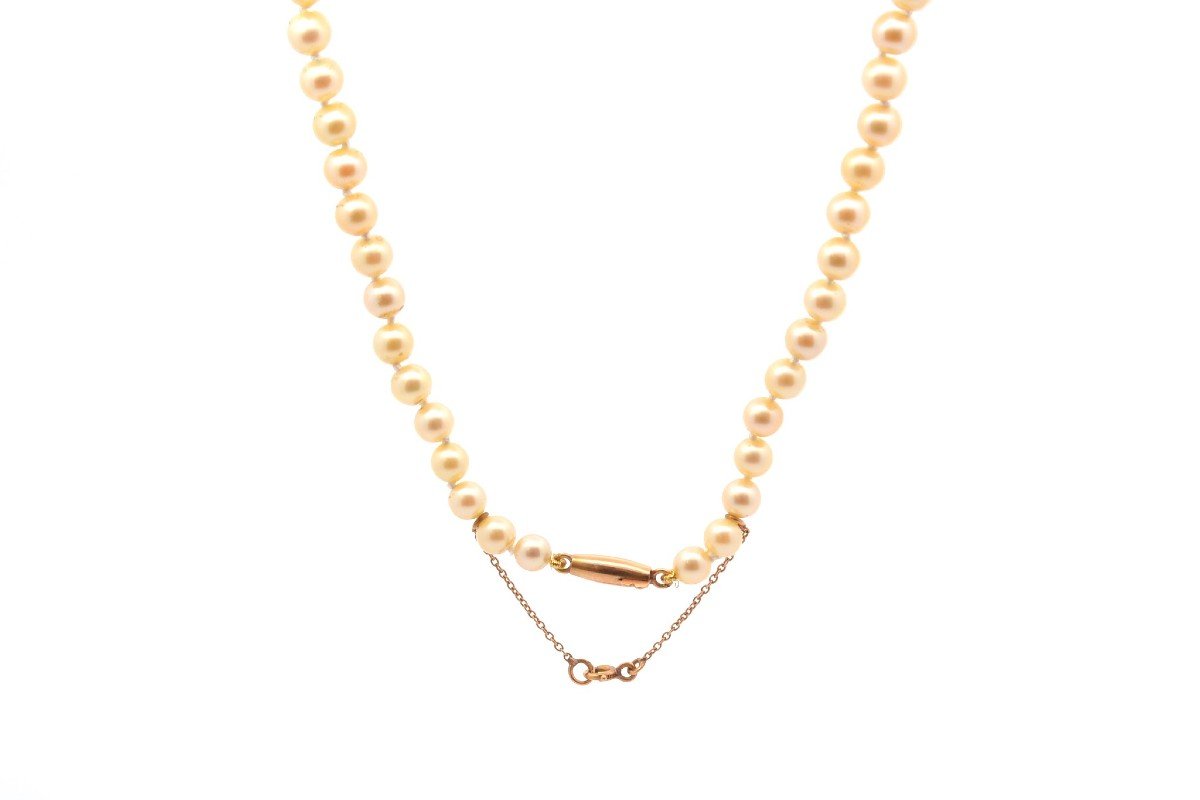 Cultured Pearl Necklace And Yellow Gold Clasp-photo-4