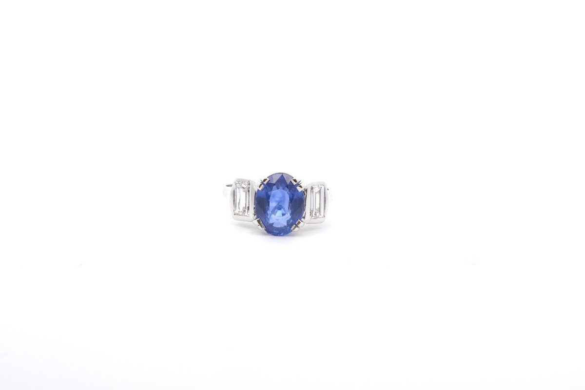 3.20ct Sapphire And Diamond Ring In Platinum-photo-2