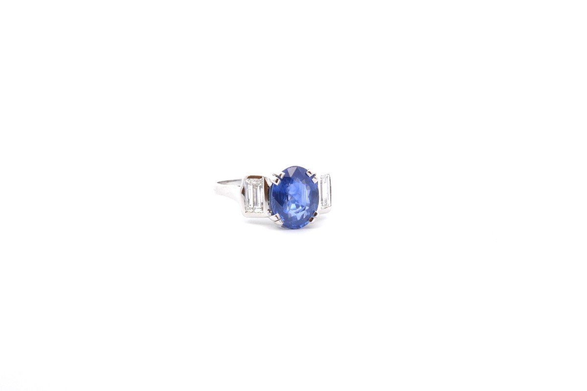 3.20ct Sapphire And Diamond Ring In Platinum-photo-3