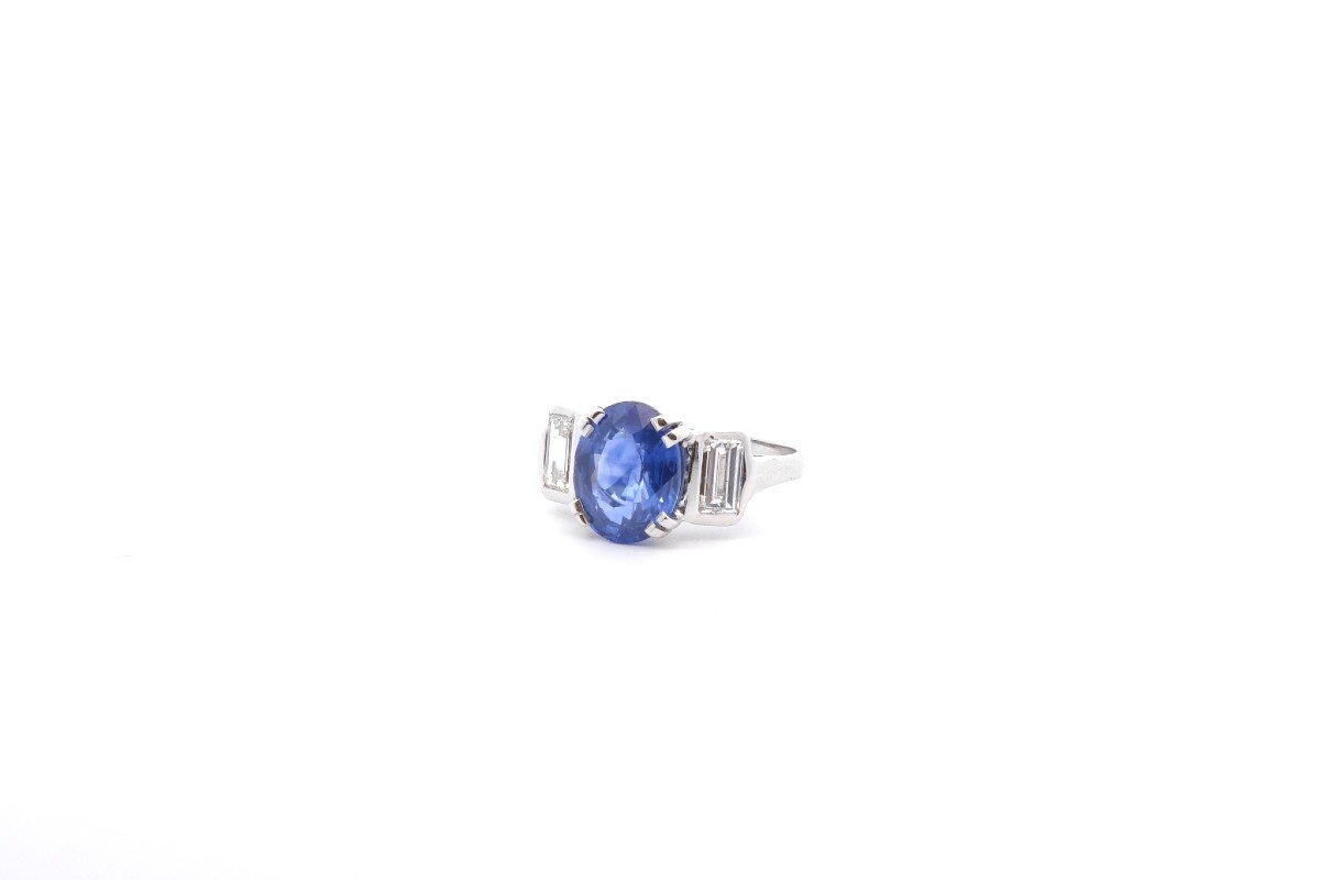 3.20ct Sapphire And Diamond Ring In Platinum-photo-4