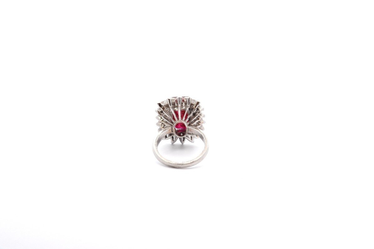 Bague Rubis Birman De 10,80 Carats Et Diamants Navettes-photo-1