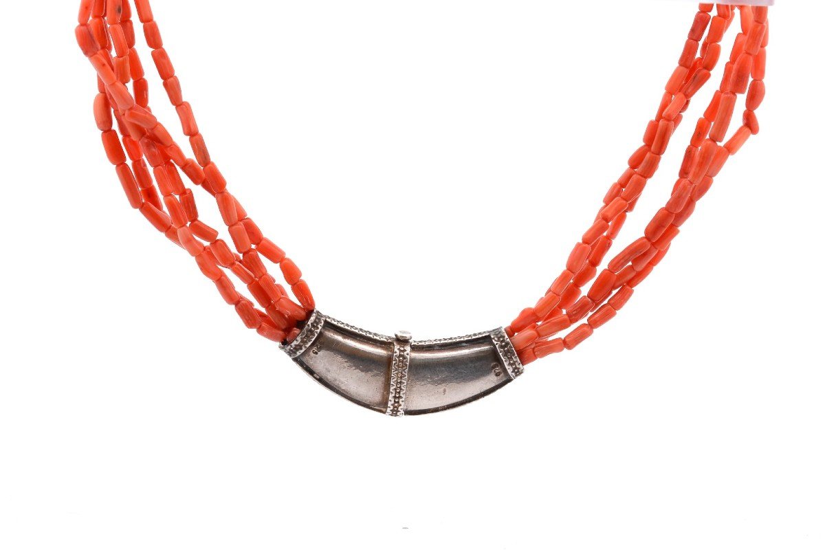 Collier Corail Et Fermoir En Argent-photo-3