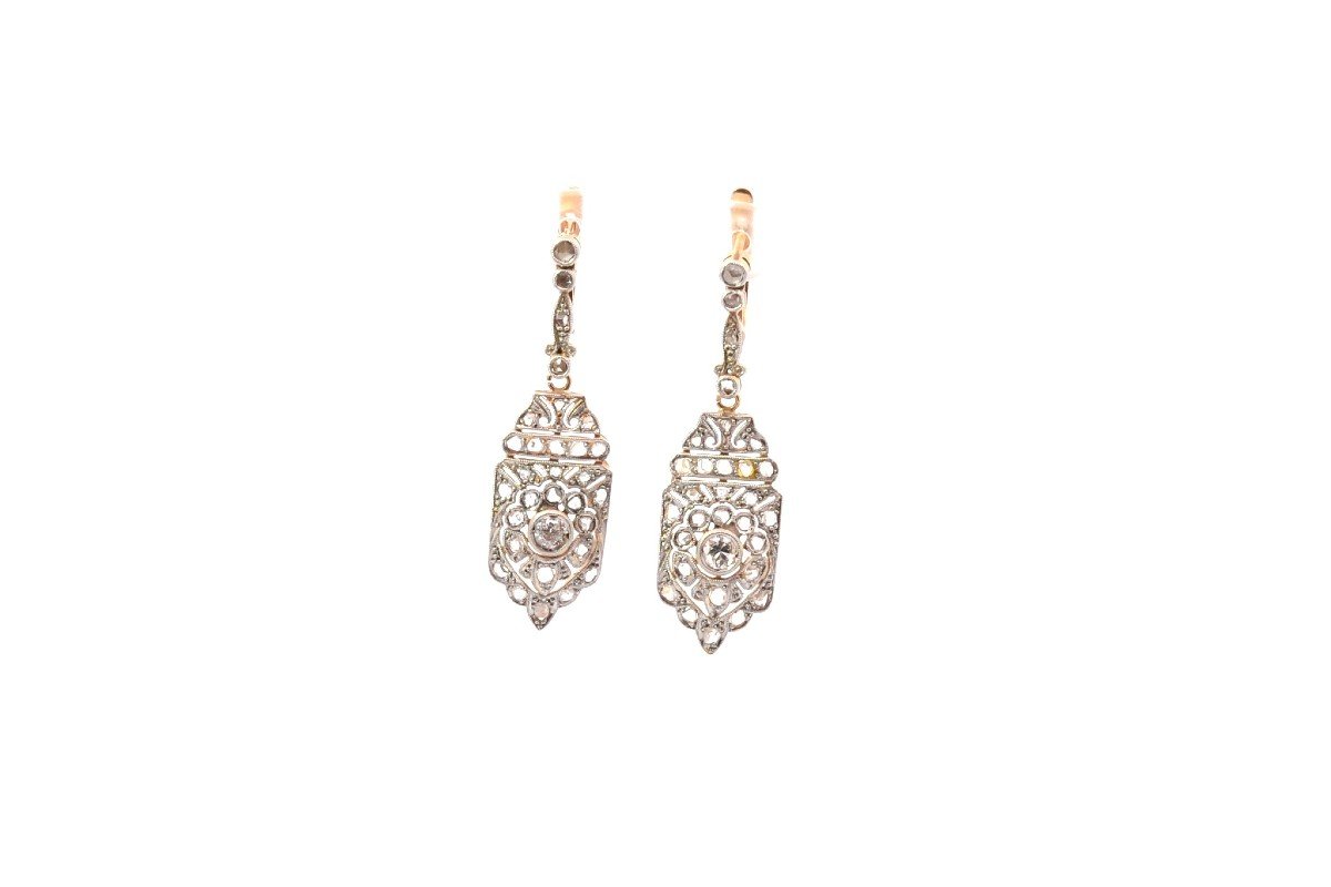 Boucles D’oreilles Art Déco Diamants