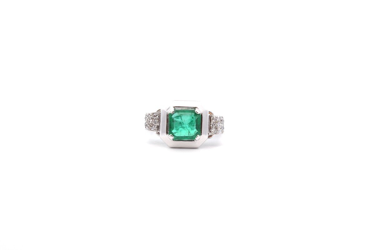 Vintage Emerald Ring 1.54cts And Diamonds-photo-2