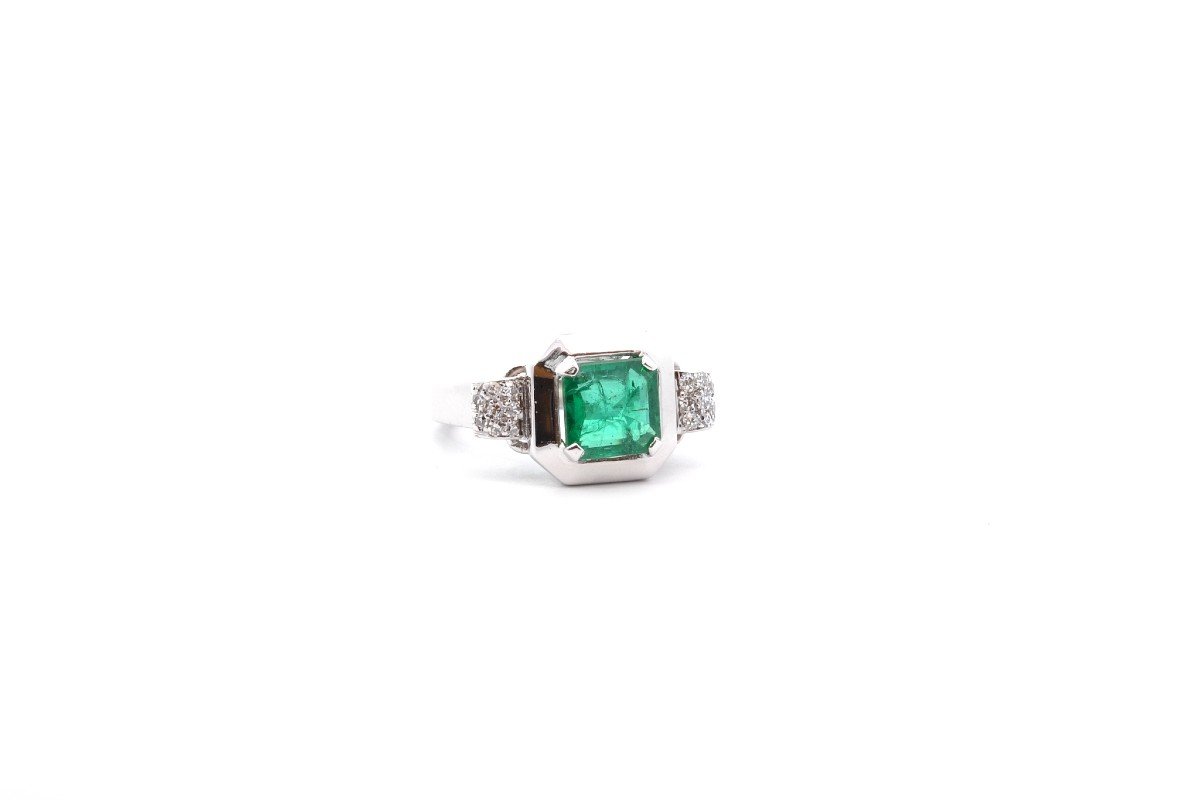 Vintage Emerald Ring 1.54cts And Diamonds-photo-3