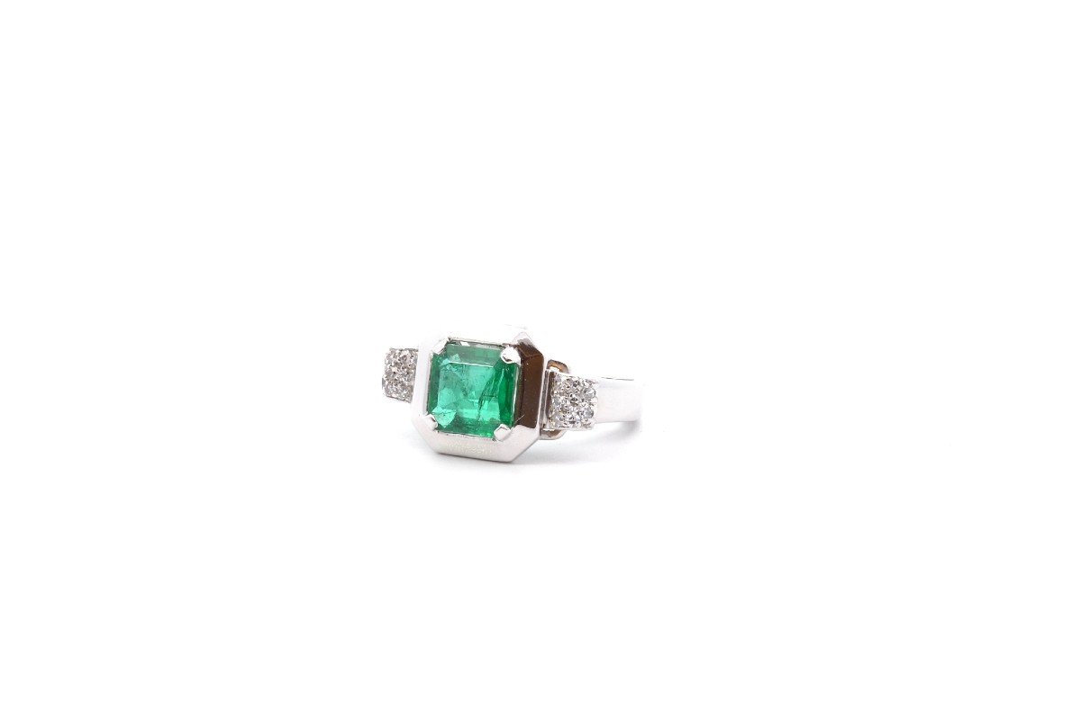 Vintage Emerald Ring 1.54cts And Diamonds-photo-4