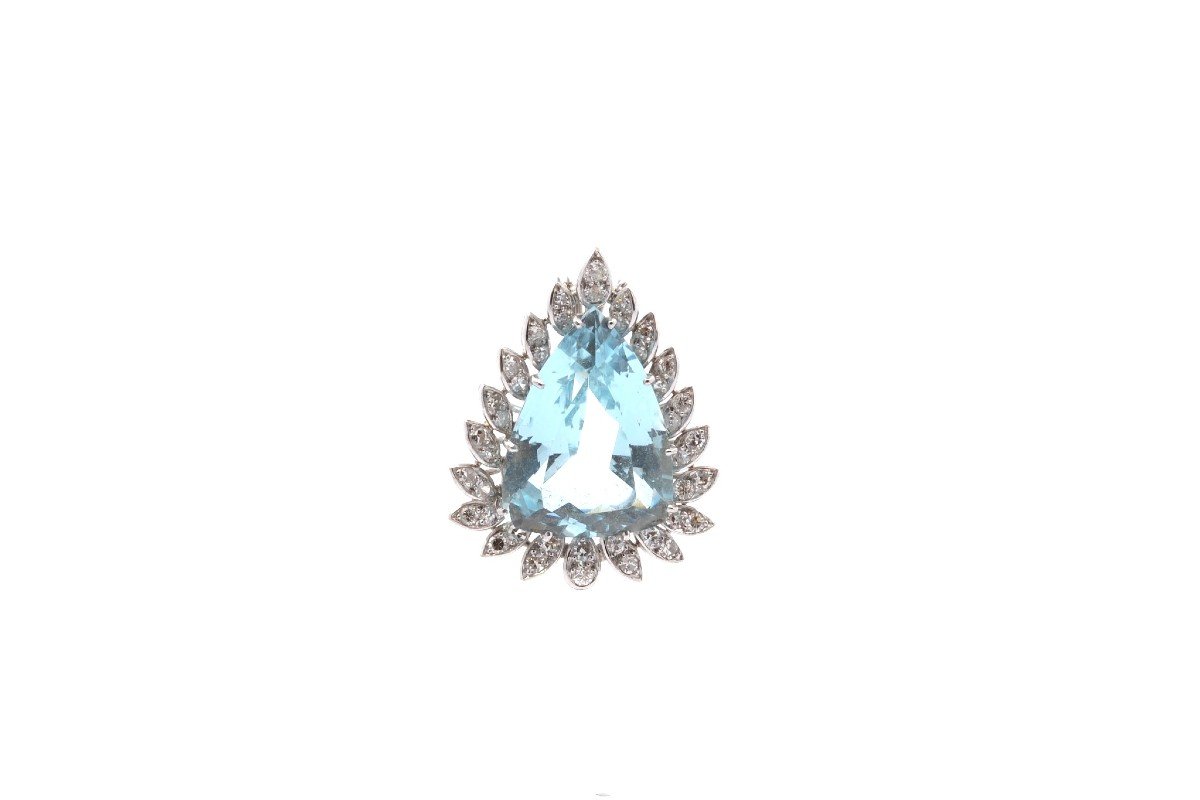 Vintage Aquamarine And Diamond Pendant-photo-2