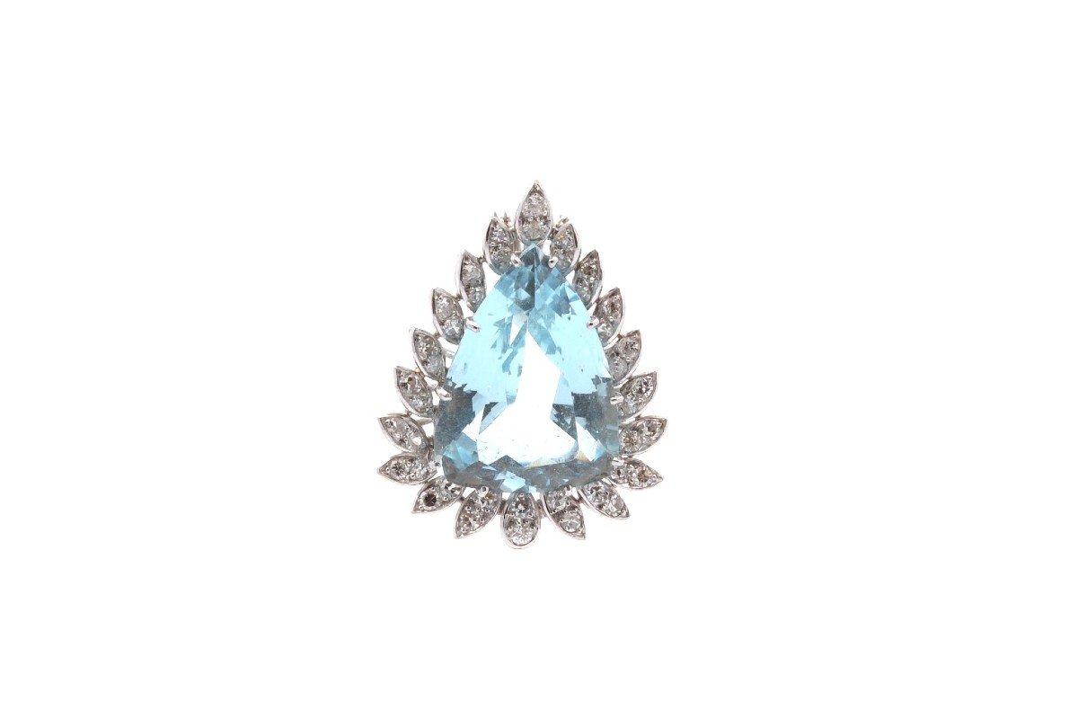 Vintage Aquamarine And Diamond Pendant