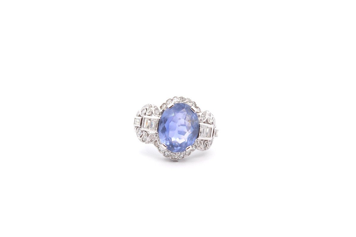 Vintage 6.51ct Sapphire And Diamond Ring-photo-2