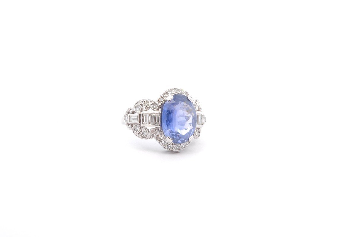 Vintage 6.51ct Sapphire And Diamond Ring-photo-3