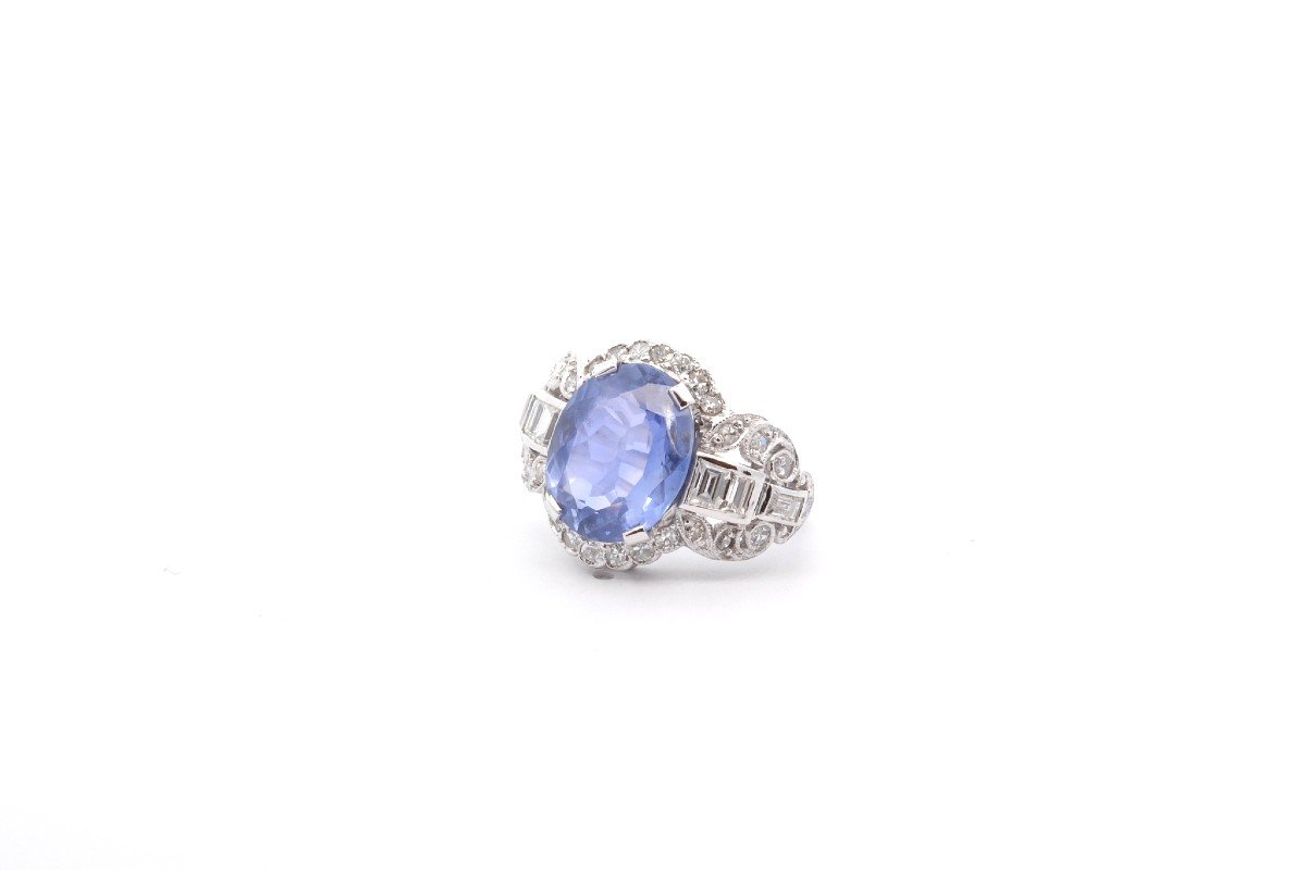 Vintage 6.51ct Sapphire And Diamond Ring-photo-4