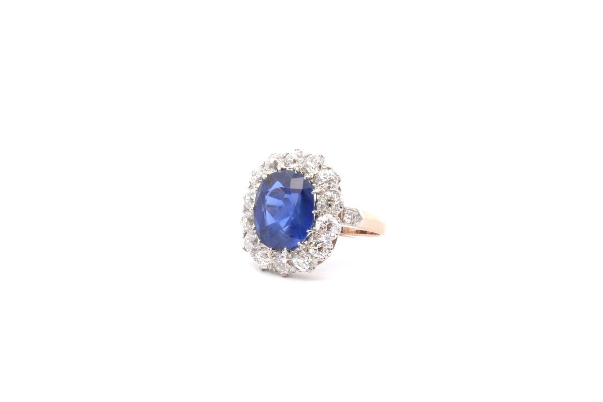 Vintage 6.44ct Sapphire And Diamond Ring